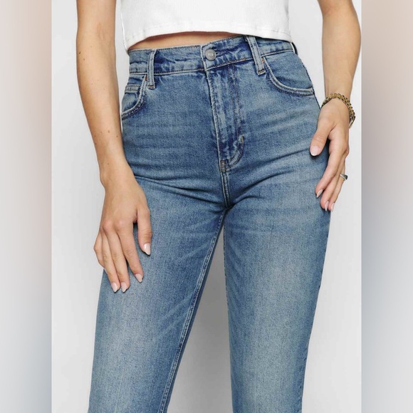 REFORMATION Liza Ultra High Rise Straight Stretch Cotton Blend Malta Size 26 - Picture 4 of 12